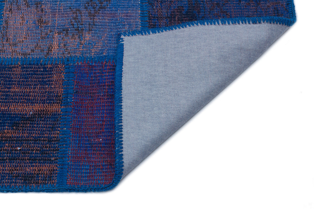 Blue Over Dyed Patchwork Unique Rug 3'11'' x 5'11'' ft 120 x 180 cm