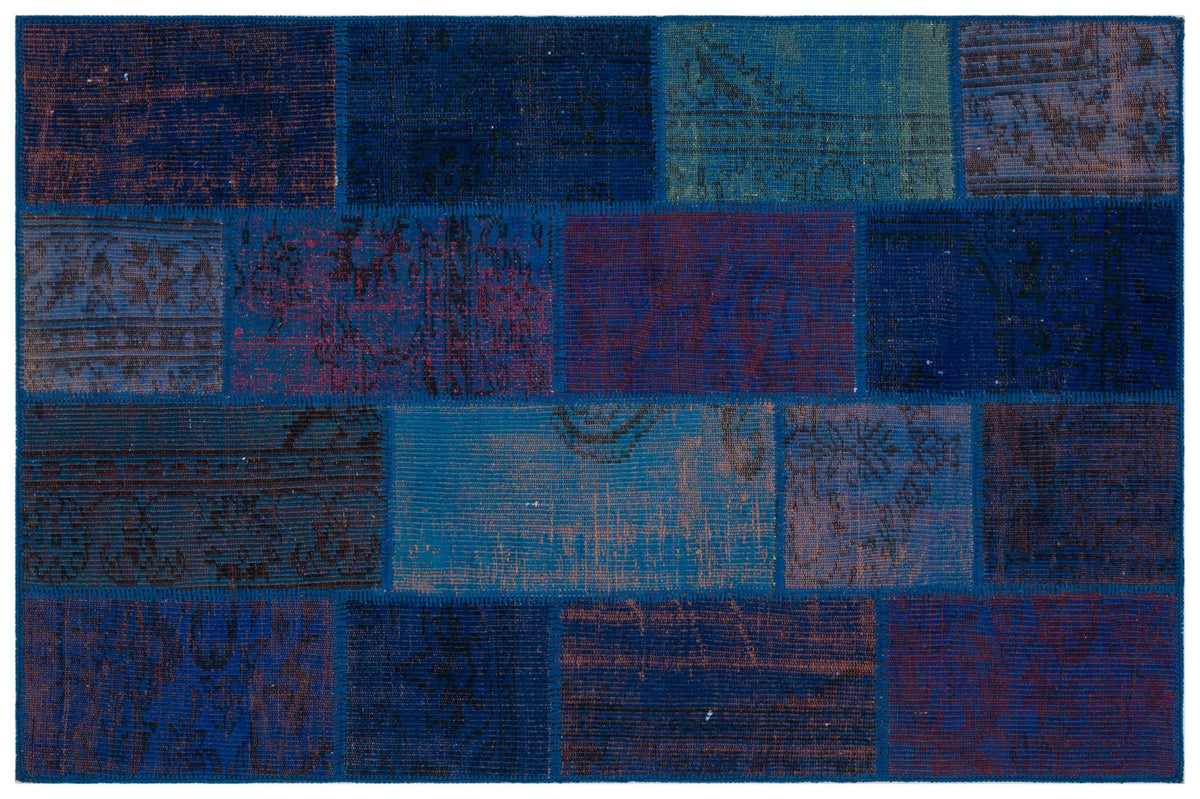 Blue Over Dyed Patchwork Unique Rug 3&#39;11&#39;&#39; x 5&#39;11&#39;&#39; ft 120 x 180 cm