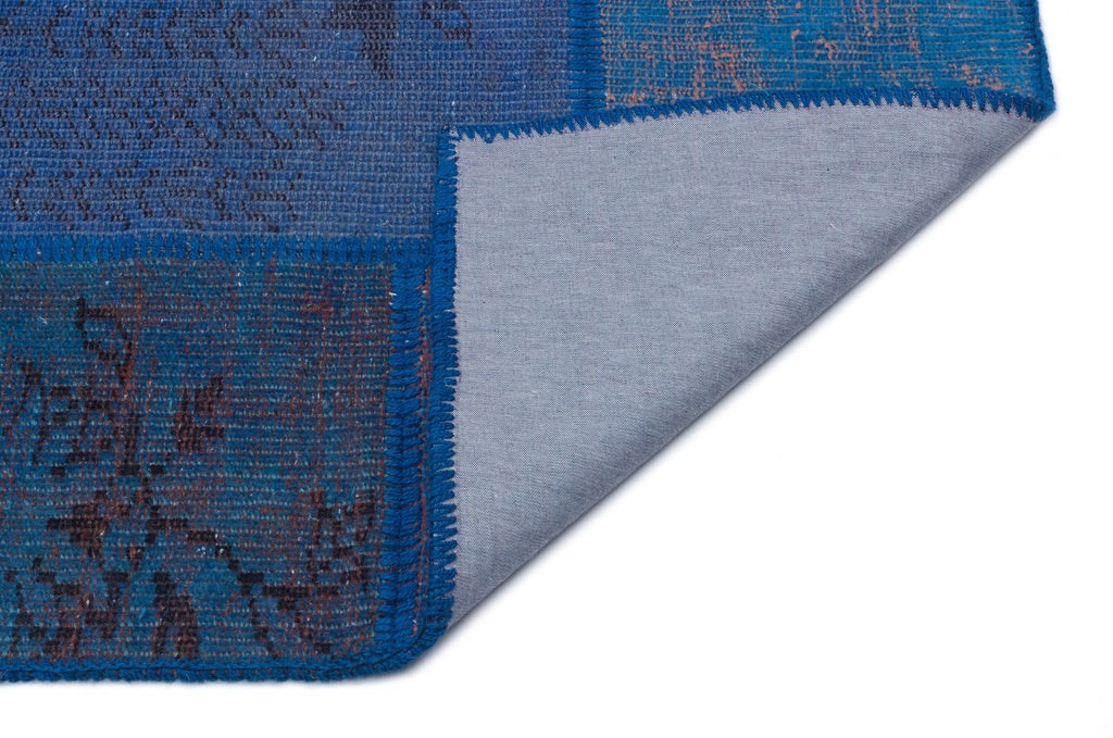 Blue Over Dyed Patchwork Unique Rug 3'11'' x 5'11'' ft 120 x 180 cm