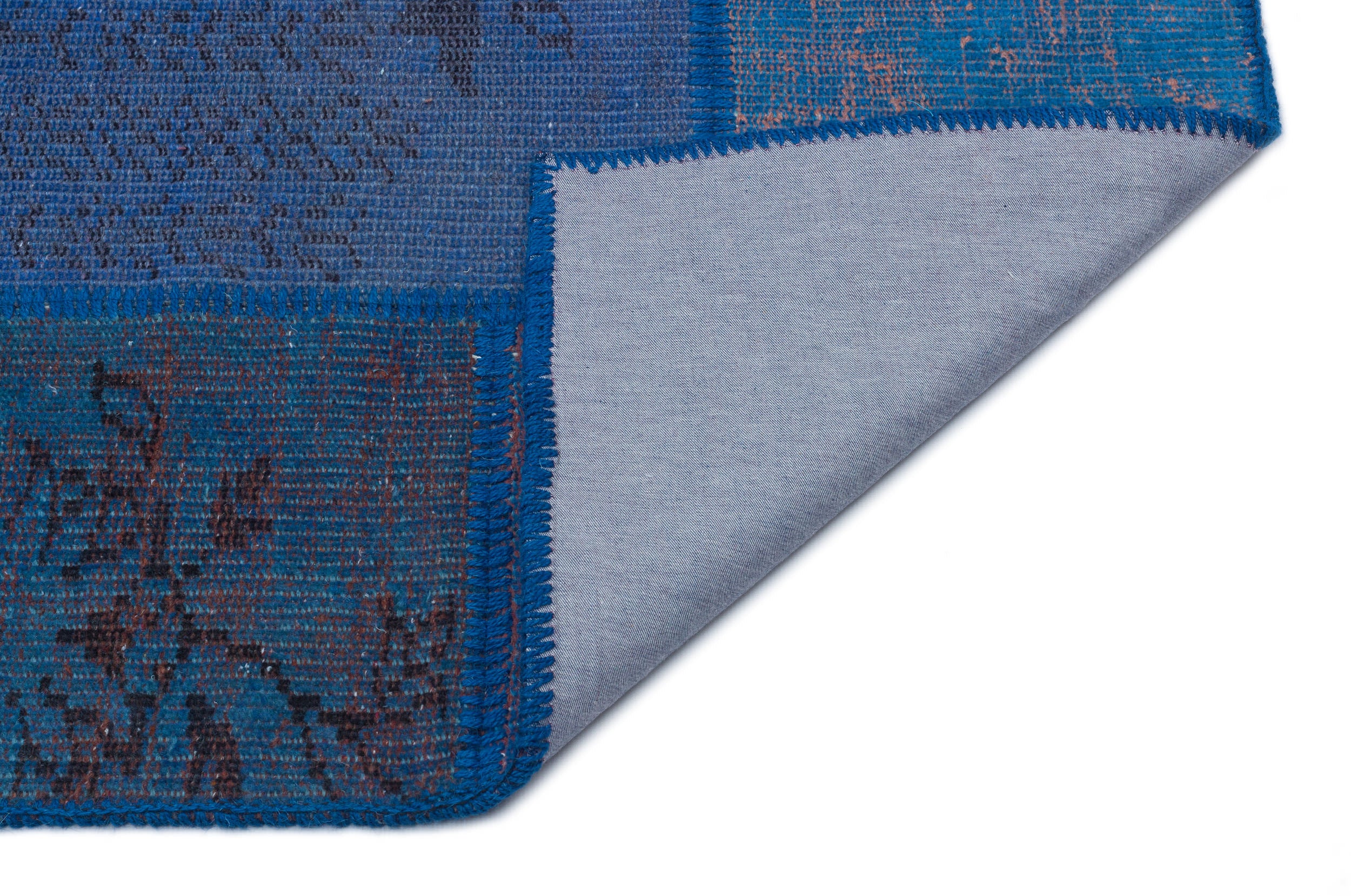 Blue Over Dyed Patchwork Unique Rug 3'11'' x 5'11'' ft 120 x 180 cm