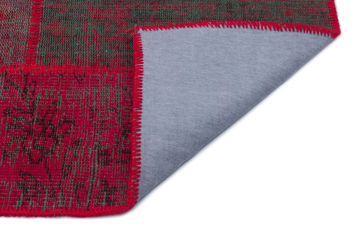 Red Over Dyed Patchwork Unique Rug 3&#39;11&#39;&#39; x 5&#39;11&#39;&#39; ft 120 x 180 cm