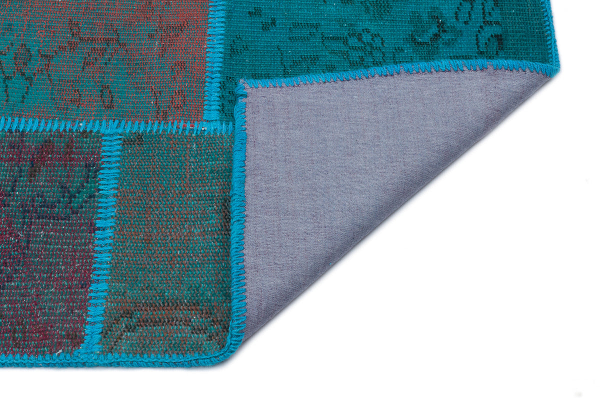 Turquoise  Over Dyed Patchwork Unique Rug 3&#39;11&#39;&#39; x 5&#39;11&#39;&#39; ft 120 x 180 cm