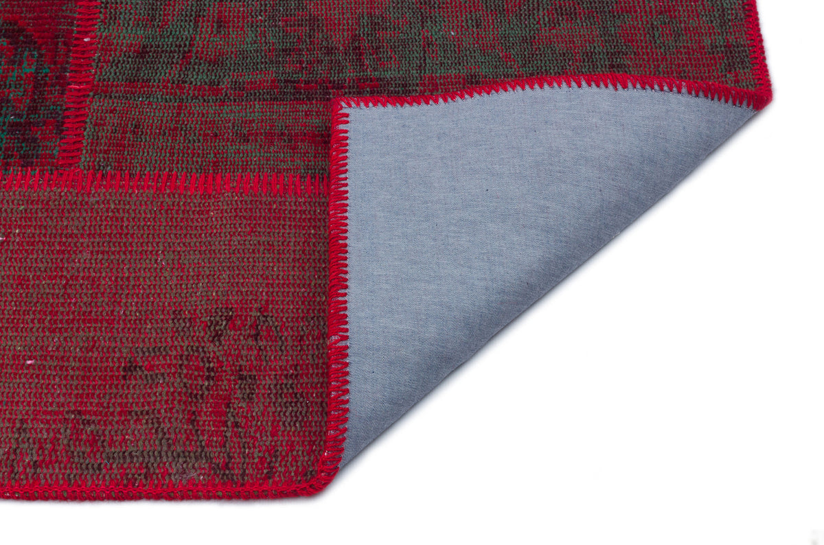 Red Over Dyed Patchwork Unique Rug 3&#39;11&#39;&#39; x 5&#39;11&#39;&#39; ft 120 x 180 cm