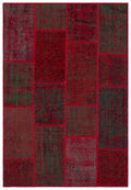 Red Over Dyed Patchwork Unique Rug 3'11'' x 5'11'' ft 120 x 180 cm
