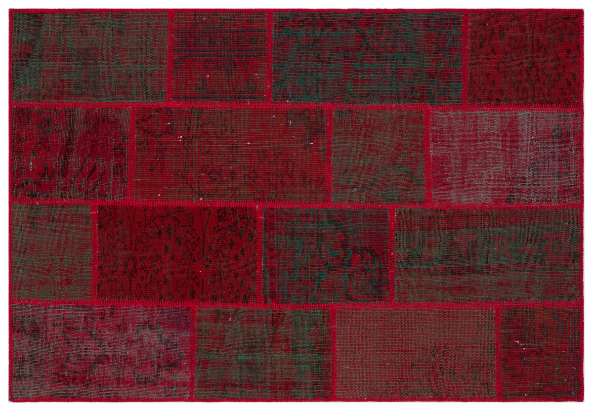 Red Over Dyed Patchwork Unique Rug 3&#39;11&#39;&#39; x 5&#39;11&#39;&#39; ft 120 x 180 cm