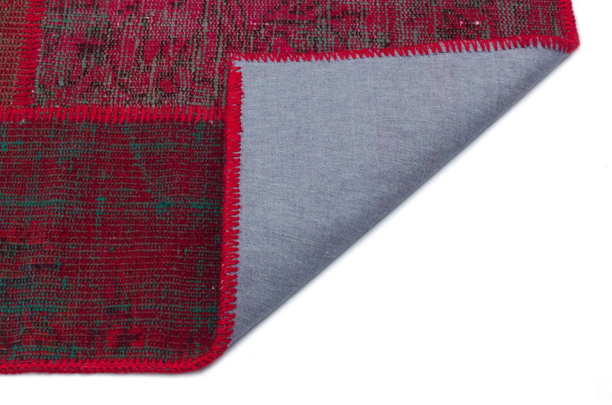 Red Over Dyed Patchwork Unique Rug 3&#39;11&#39;&#39; x 5&#39;11&#39;&#39; ft 120 x 180 cm