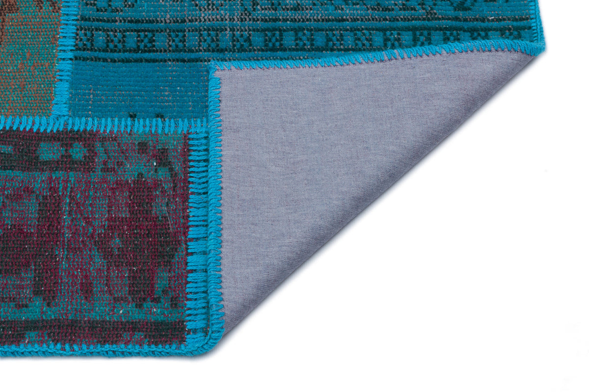 Turquoise  Over Dyed Patchwork Unique Rug 3&#39;11&#39;&#39; x 5&#39;11&#39;&#39; ft 120 x 180 cm