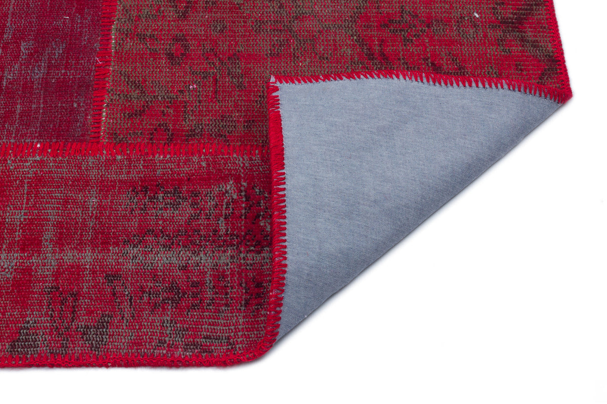 Red Over Dyed Patchwork Unique Rug 3&#39;11&#39;&#39; x 5&#39;11&#39;&#39; ft 120 x 180 cm