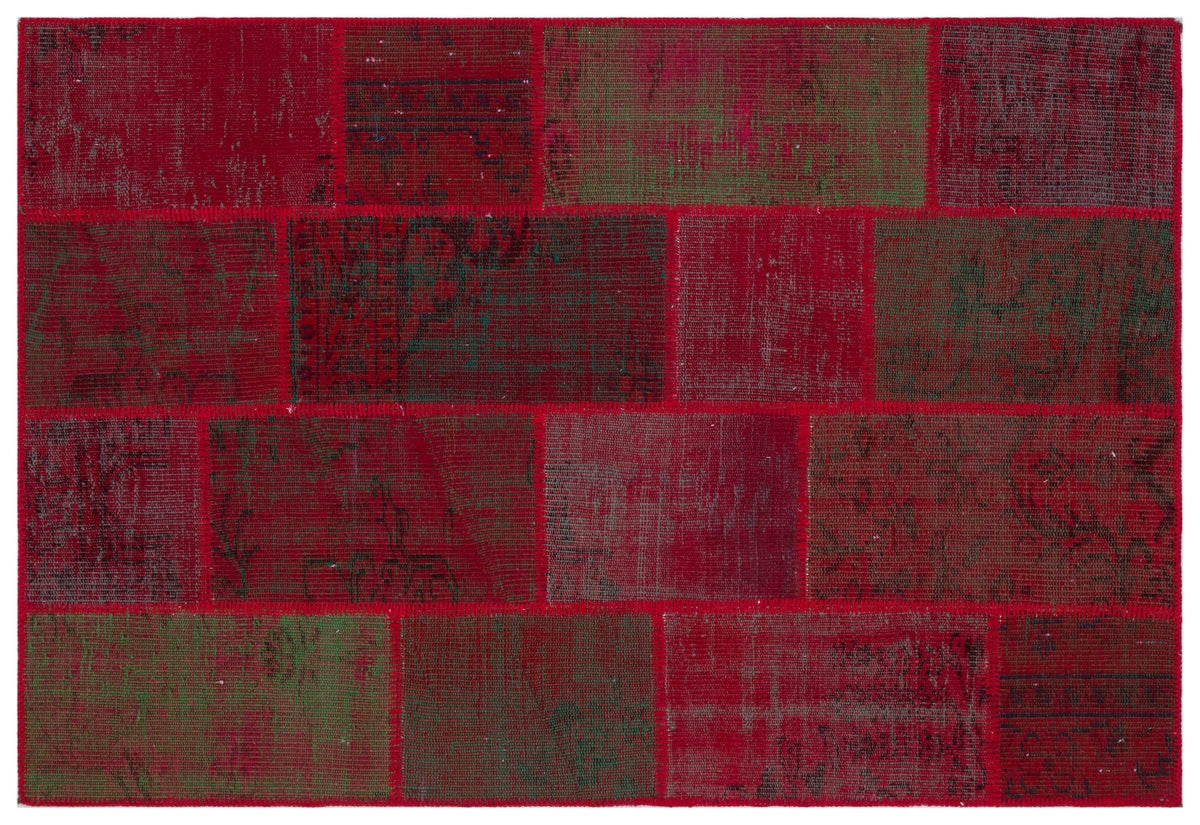 Red Over Dyed Patchwork Unique Rug 3&#39;11&#39;&#39; x 5&#39;11&#39;&#39; ft 120 x 180 cm