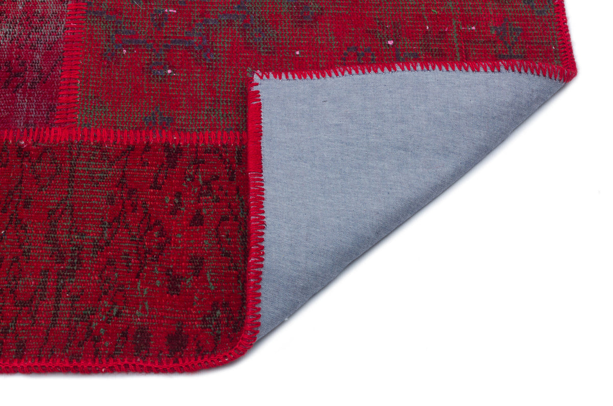 Red Over Dyed Patchwork Unique Rug 3&#39;11&#39;&#39; x 5&#39;11&#39;&#39; ft 120 x 180 cm