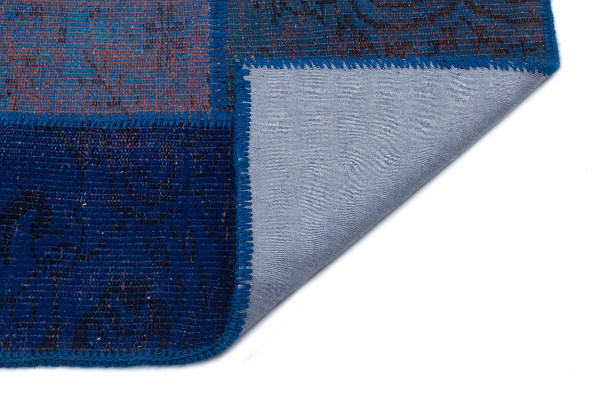 Blue Over Dyed Patchwork Unique Rug 3&#39;11&#39;&#39; x 5&#39;10&#39;&#39; ft 120 x 178 cm