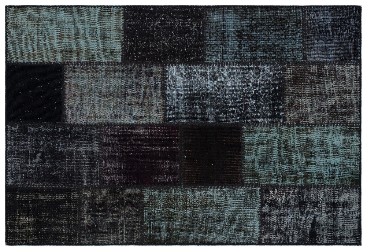 Black Over Dyed Patchwork Unique Rug 3&#39;11&#39;&#39; x 5&#39;11&#39;&#39; ft 120 x 180 cm