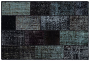 Black Over Dyed Patchwork Unique Rug 3'11'' x 5'11'' ft 120 x 180 cm