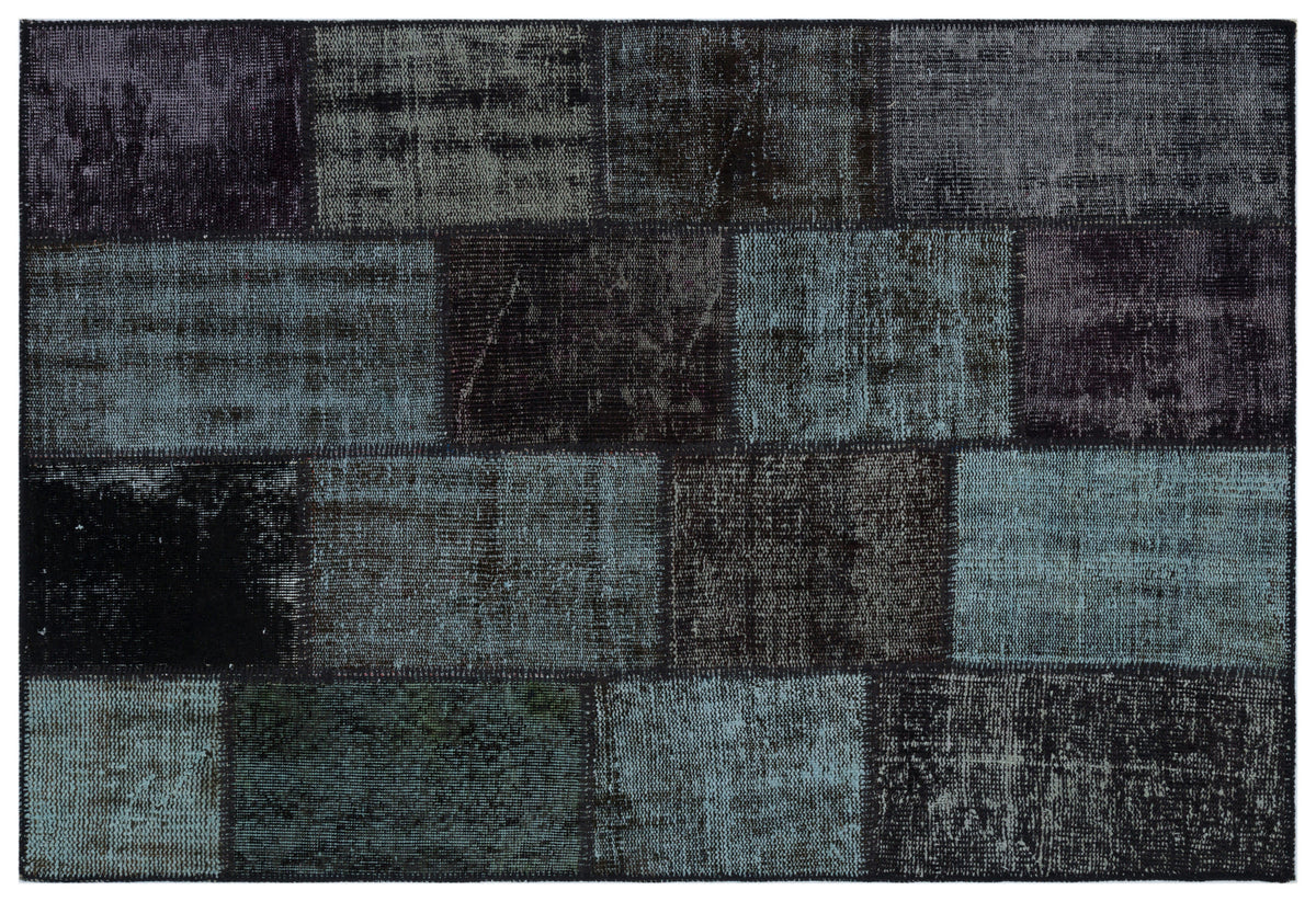 Black Over Dyed Patchwork Unique Rug 3&#39;11&#39;&#39; x 5&#39;11&#39;&#39; ft 120 x 180 cm