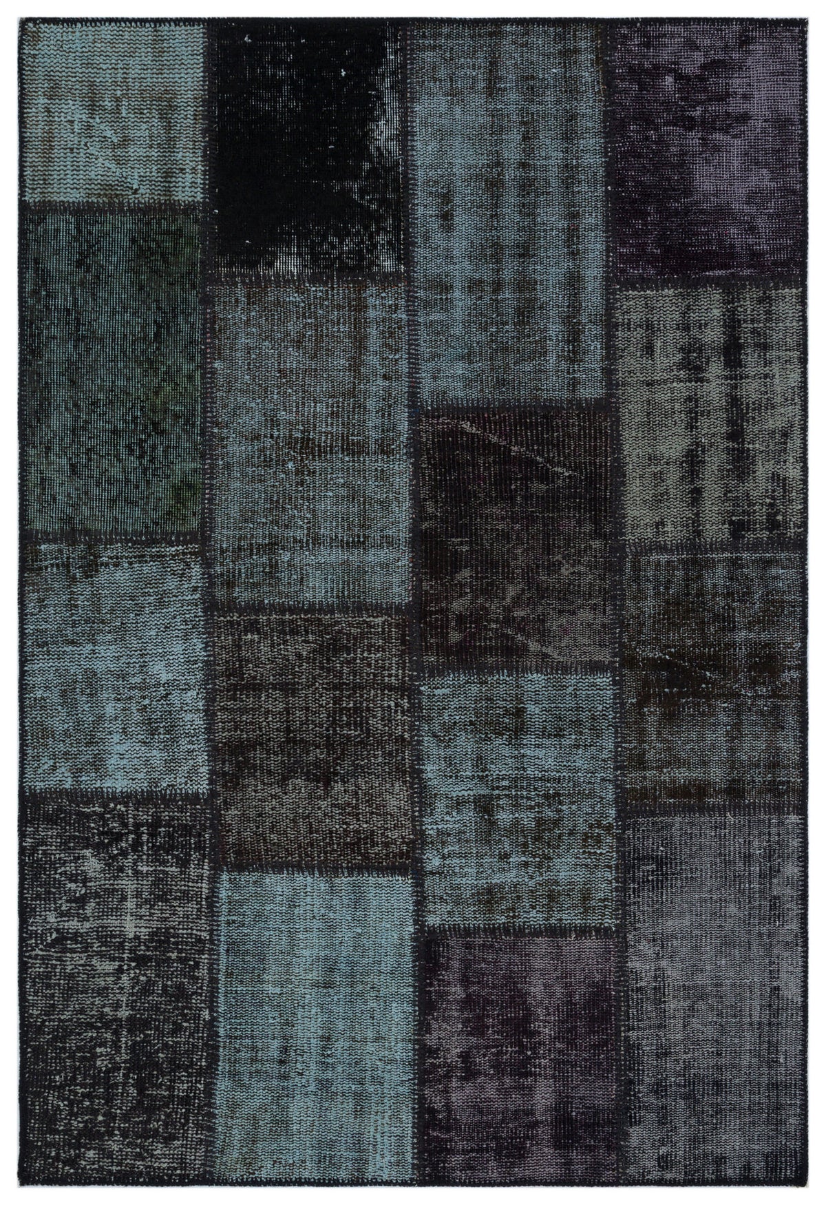 Black Over Dyed Patchwork Unique Rug 3&#39;11&#39;&#39; x 5&#39;11&#39;&#39; ft 120 x 180 cm