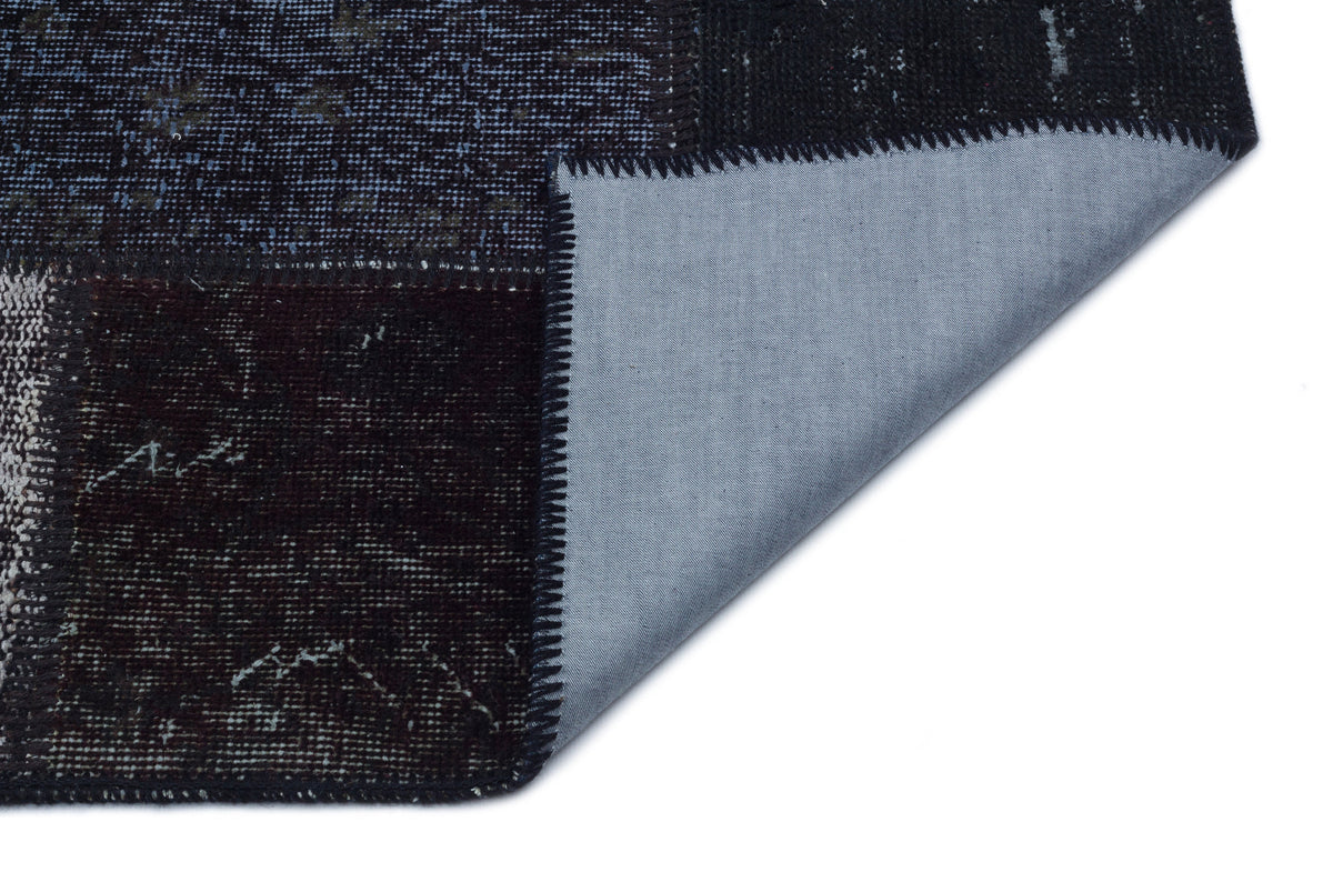 Black Over Dyed Patchwork Unique Rug 3&#39;11&#39;&#39; x 5&#39;11&#39;&#39; ft 120 x 180 cm