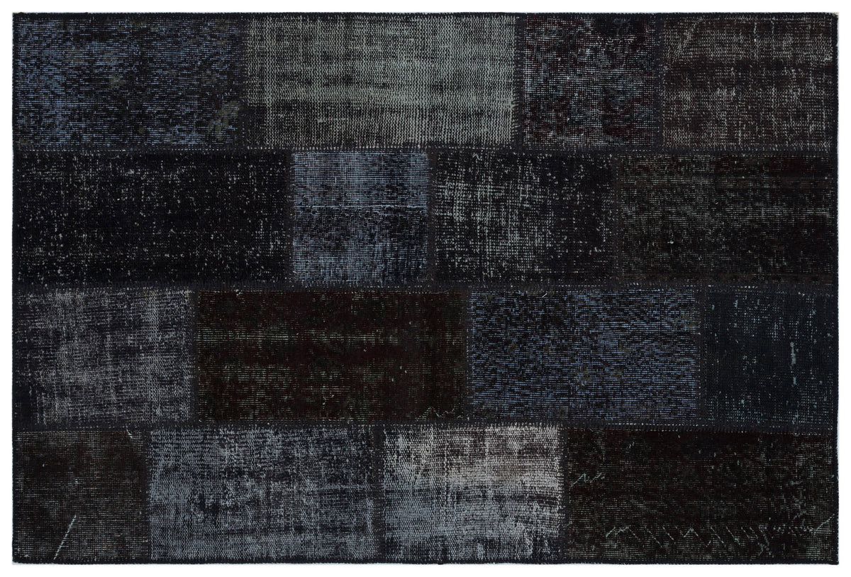 Black Over Dyed Patchwork Unique Rug 3&#39;11&#39;&#39; x 5&#39;11&#39;&#39; ft 120 x 180 cm