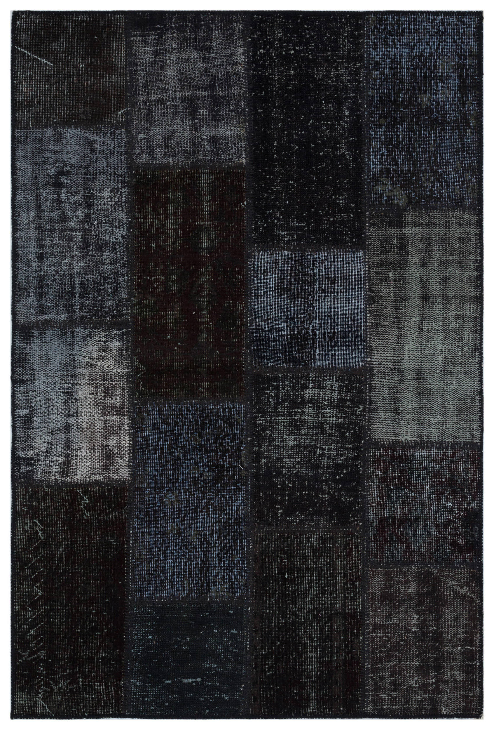 Black Over Dyed Patchwork Unique Rug 3'11'' x 5'11'' ft 120 x 180 cm