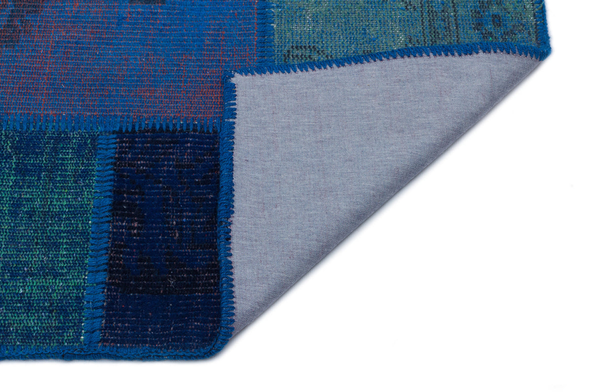 Blue Over Dyed Patchwork Unique Rug 3&#39;11&#39;&#39; x 5&#39;11&#39;&#39; ft 120 x 180 cm