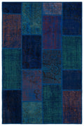 Blue Over Dyed Patchwork Unique Rug 3'11'' x 5'11'' ft 120 x 180 cm