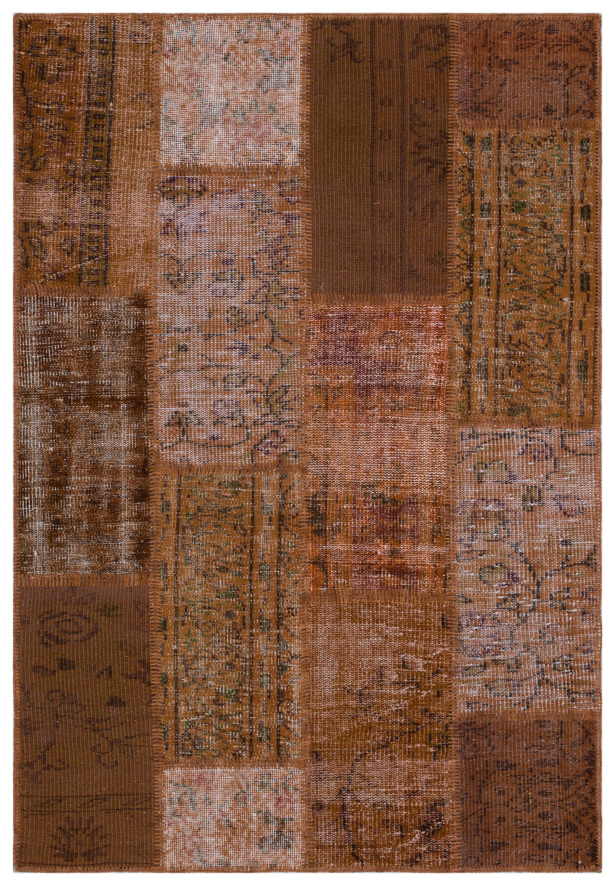 Brown Over Dyed Patchwork Unique Rug 3&#39;11&#39;&#39; x 5&#39;9&#39;&#39; ft 120 x 175 cm
