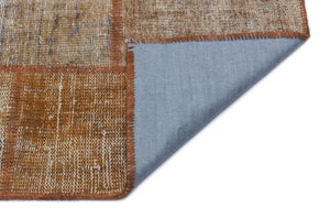 Brown Over Dyed Patchwork Unique Rug 3'11'' x 5'11'' ft 120 x 180 cm