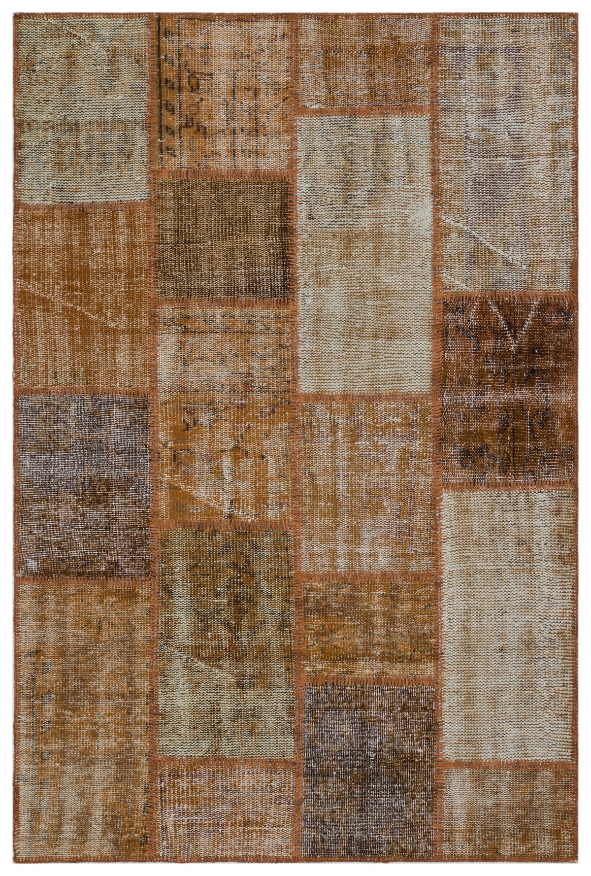 Brown Over Dyed Patchwork Unique Rug 3&#39;11&#39;&#39; x 5&#39;11&#39;&#39; ft 120 x 180 cm