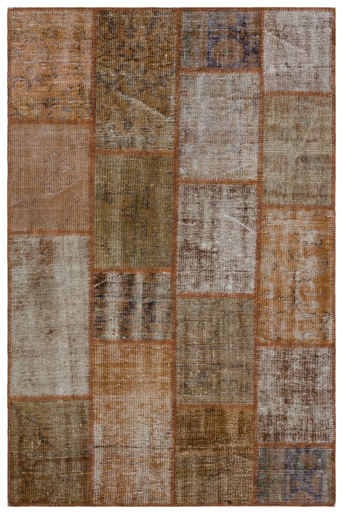 Brown Over Dyed Patchwork Unique Rug 3&#39;11&#39;&#39; x 5&#39;11&#39;&#39; ft 120 x 180 cm
