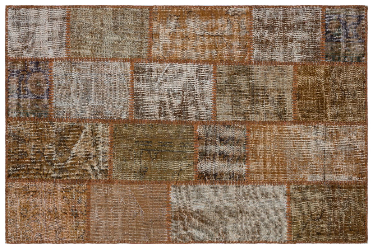 Brown Over Dyed Patchwork Unique Rug 3&#39;11&#39;&#39; x 5&#39;11&#39;&#39; ft 120 x 180 cm
