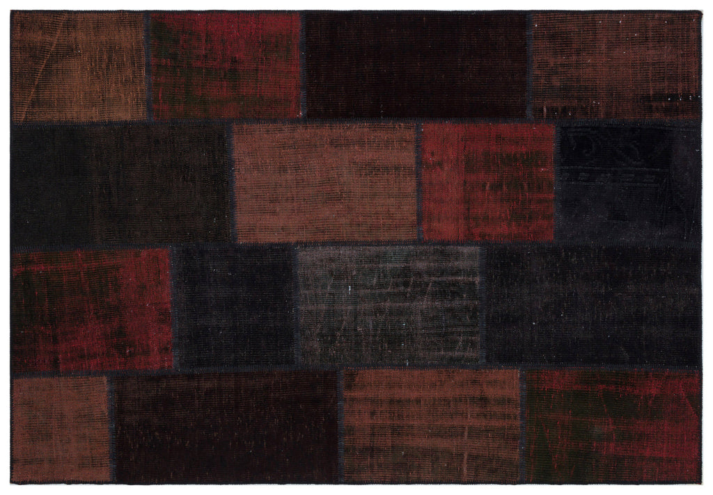 Black Over Dyed Patchwork Unique Rug 5'3'' x 7'7'' ft 160 x 230 cm