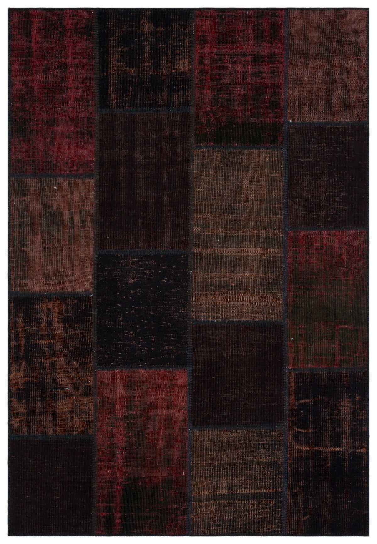 Black Over Dyed Patchwork Unique Rug 5&#39;3&#39;&#39; x 7&#39;7&#39;&#39; ft 160 x 230 cm