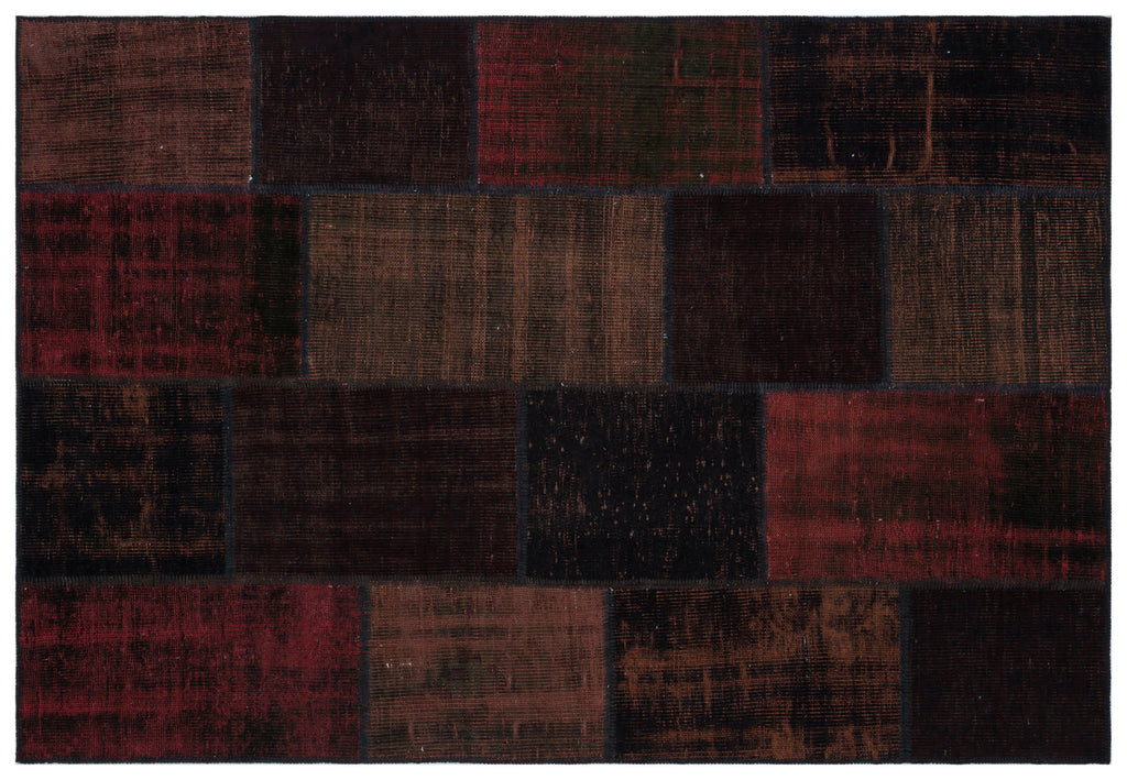 Black Over Dyed Patchwork Unique Rug 5'3'' x 7'7'' ft 160 x 230 cm