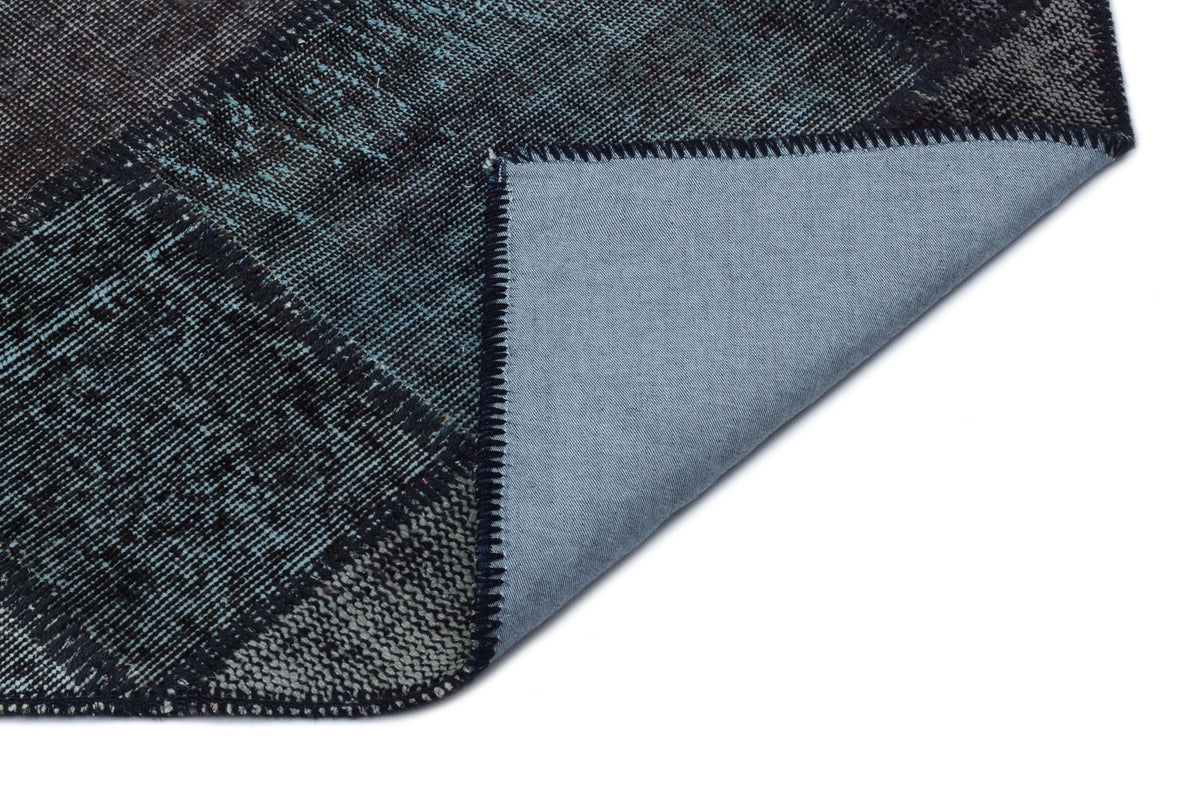 Black Over Dyed Patchwork Unique Rug 5&#39;2&#39;&#39; x 7&#39;9&#39;&#39; ft 157 x 237 cm