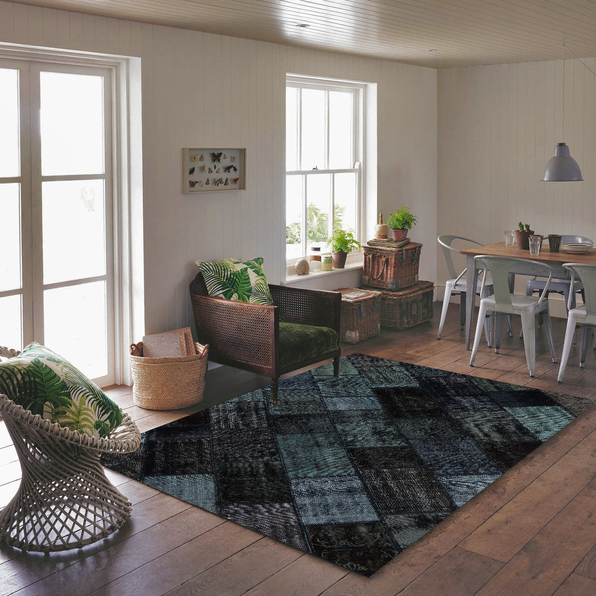 Black Over Dyed Rug | Patchwork Rug | Turkish Rug | Hand Weaving Rug  | Bedroom Rug | Wool Rug | Vintage el Rug | Boho Rug I Rug | Patterned Rug  | Naturel Rug I 5&#39;1&#39;&#39; x 7&#39;7&#39;&#39; ft 156 x 232 cm