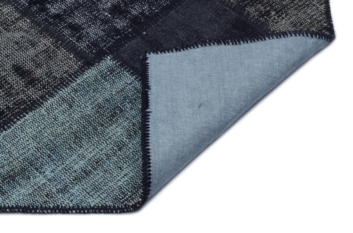 Black Over Dyed Patchwork Unique Rug 5&#39;1&#39;&#39; x 7&#39;7&#39;&#39; ft 156 x 232 cm