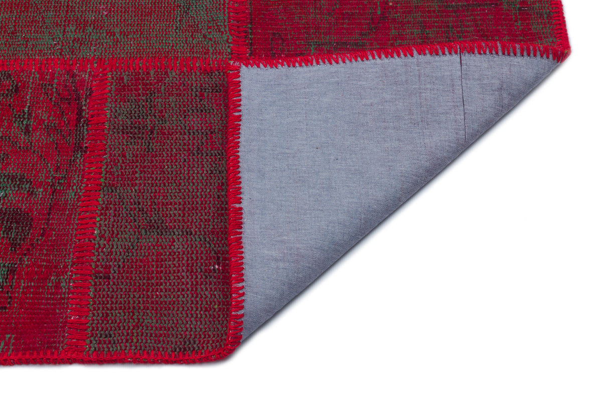 Red Over Dyed Patchwork Unique Rug 5&#39;3&#39;&#39; x 7&#39;7&#39;&#39; ft 160 x 230 cm