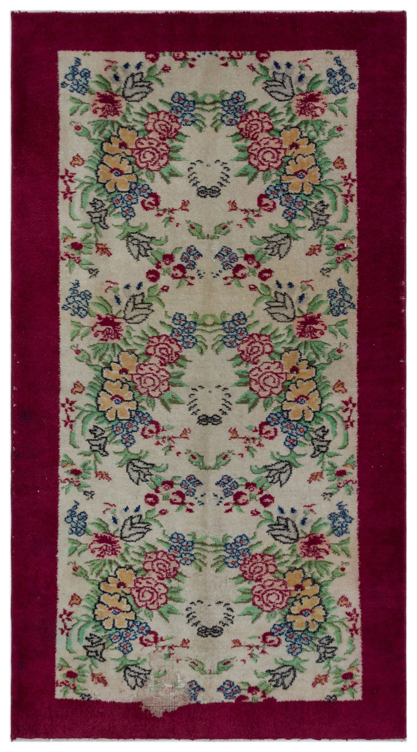 Naturel Over Dyed Vintage Rug 3'12'' x 6'11'' ft 121 x 210 cm