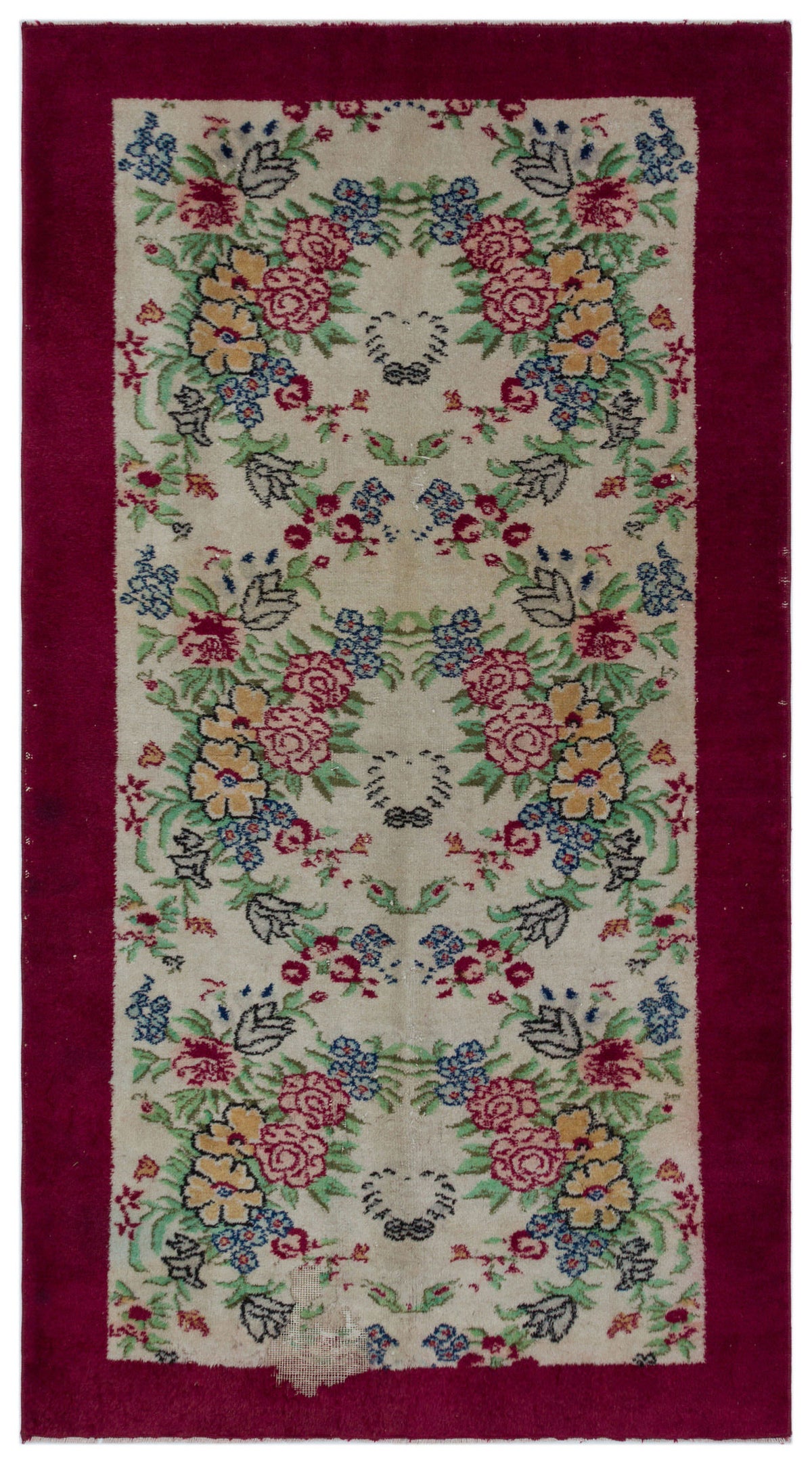 Naturel Over Dyed Vintage Rug 3&#39;12&#39;&#39; x 6&#39;11&#39;&#39; ft 121 x 210 cm