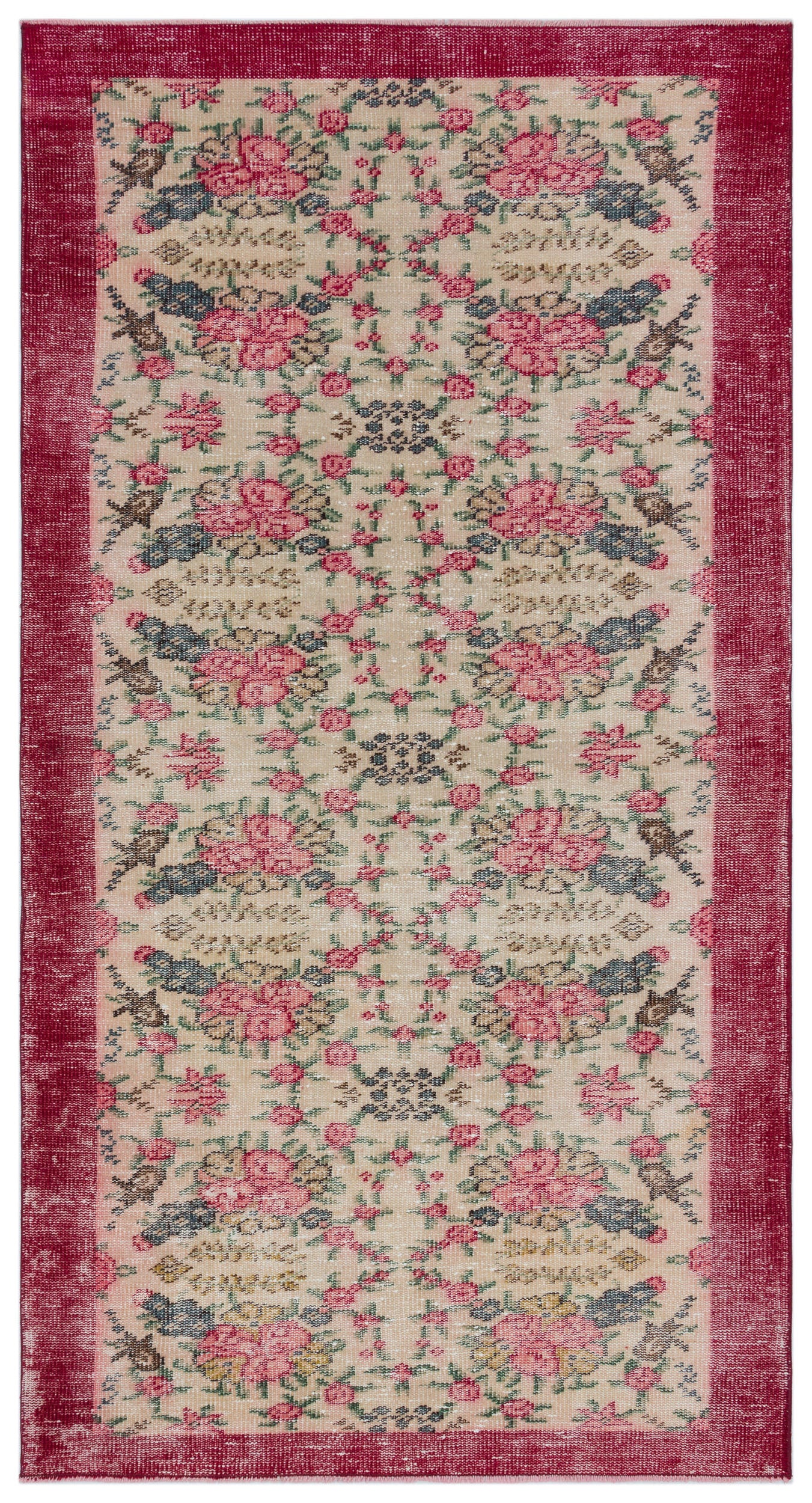 Naturel Over Dyed Vintage Rug 3'10'' x 7'3'' ft 118 x 222 cm