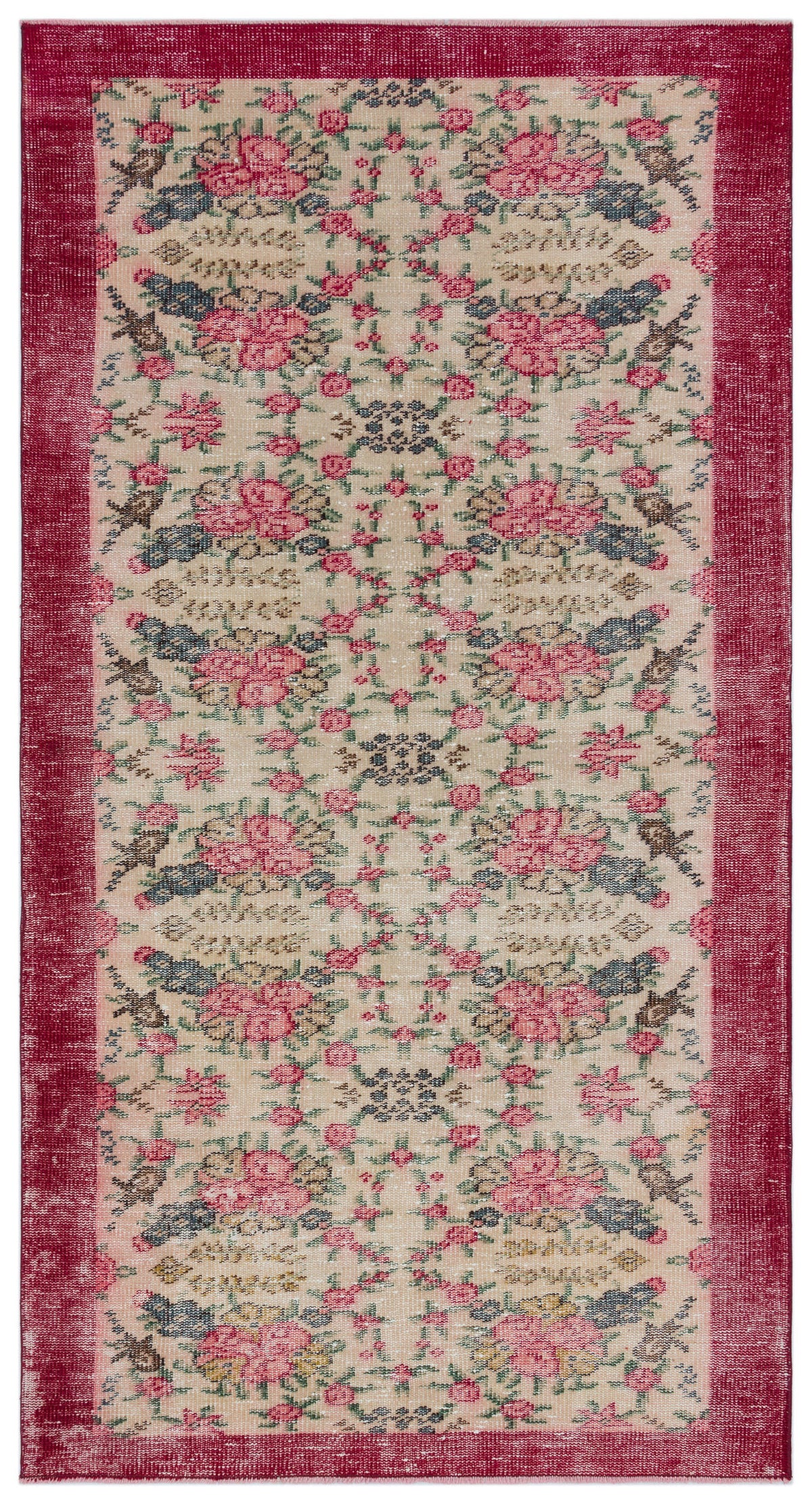 Naturel Over Dyed Vintage Rug 3&#39;10&#39;&#39; x 7&#39;3&#39;&#39; ft 118 x 222 cm