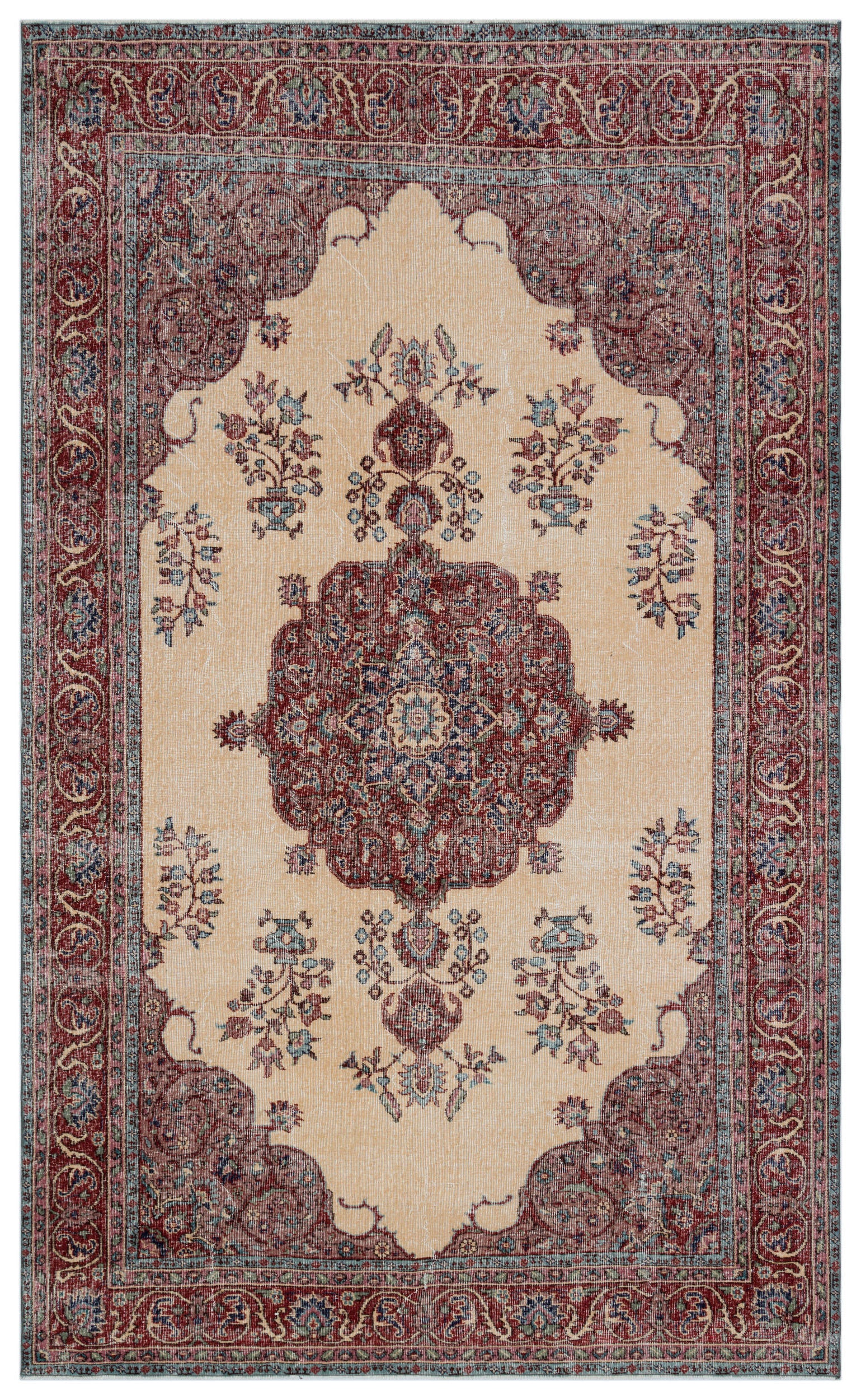 Naturel Over Dyed Vintage Rug 6'4'' x 10'1'' ft 193 x 308 cm