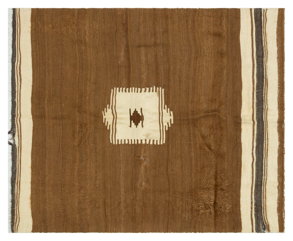 Geometric Over Dyed Kilim Rug 4'2'' x 5'3'' ft 127 x 160 cm