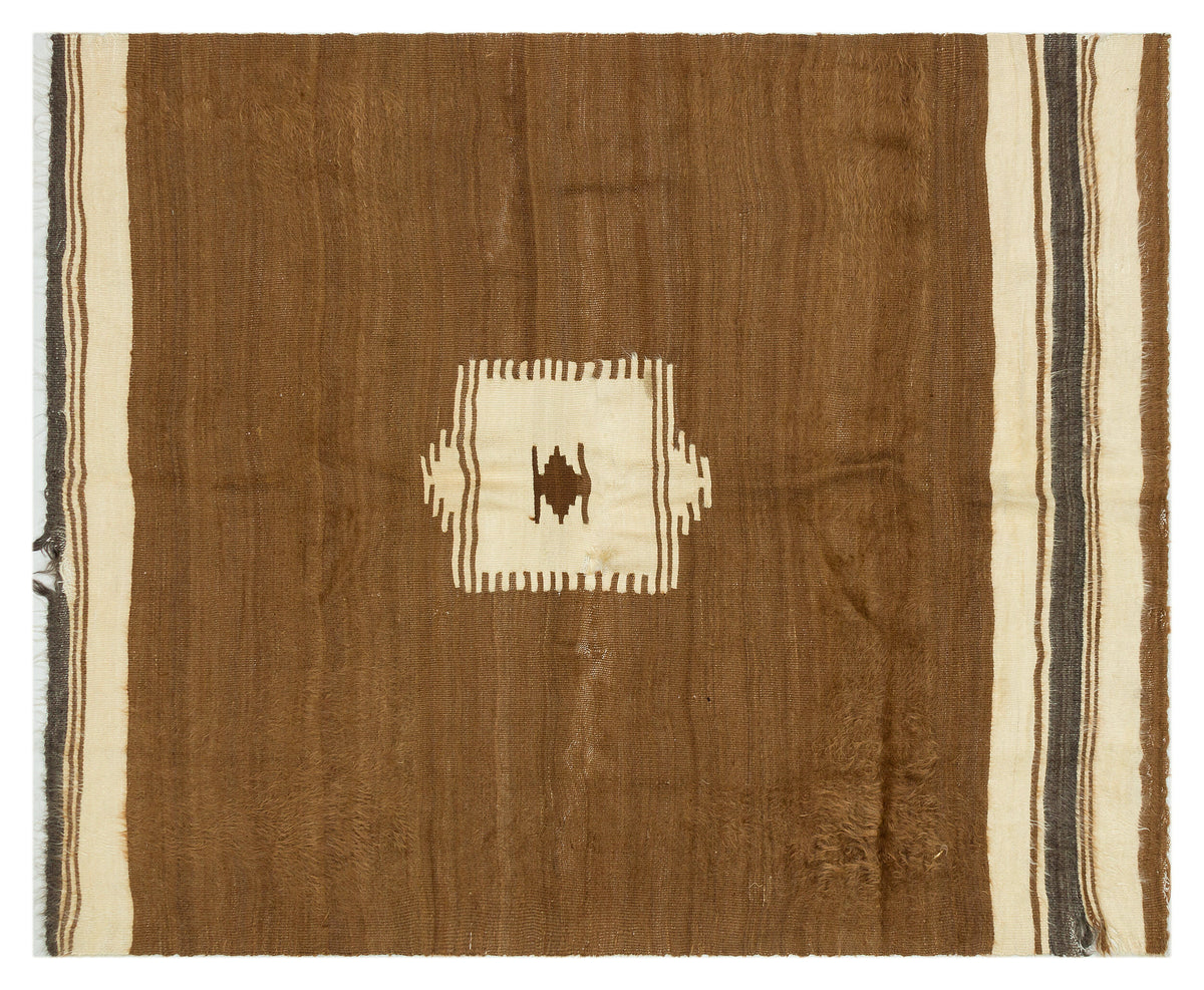 Geometric Over Dyed Kilim Rug 4&#39;2&#39;&#39; x 5&#39;3&#39;&#39; ft 127 x 160 cm