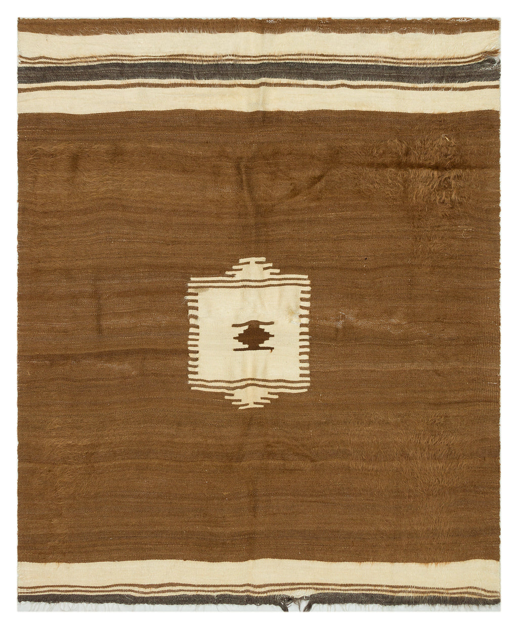 Geometric Over Dyed Kilim Rug 4'2'' x 5'3'' ft 127 x 160 cm