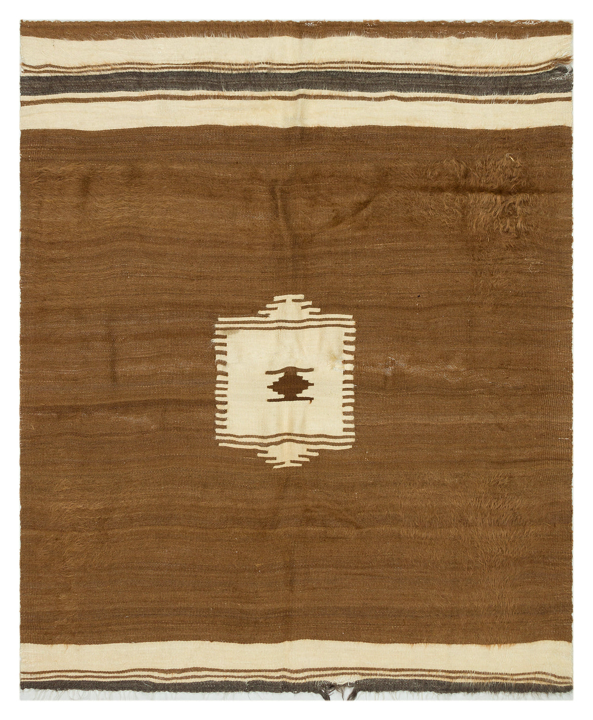 Geometric Over Dyed Kilim Rug 4&#39;2&#39;&#39; x 5&#39;3&#39;&#39; ft 127 x 160 cm