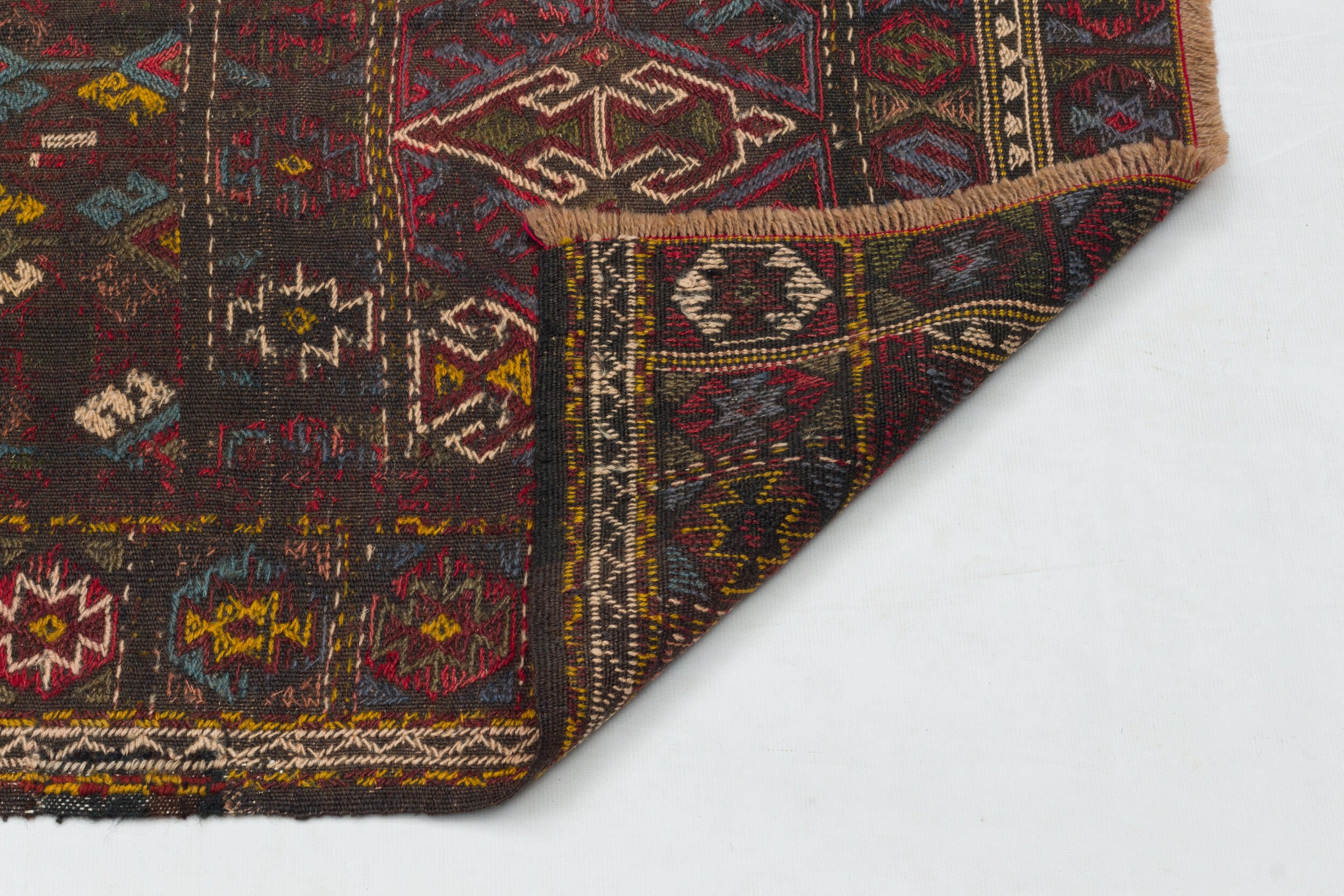 Geometric Over Dyed Kilim Rug 3'4'' x 5'3'' ft 101 x 160 cm