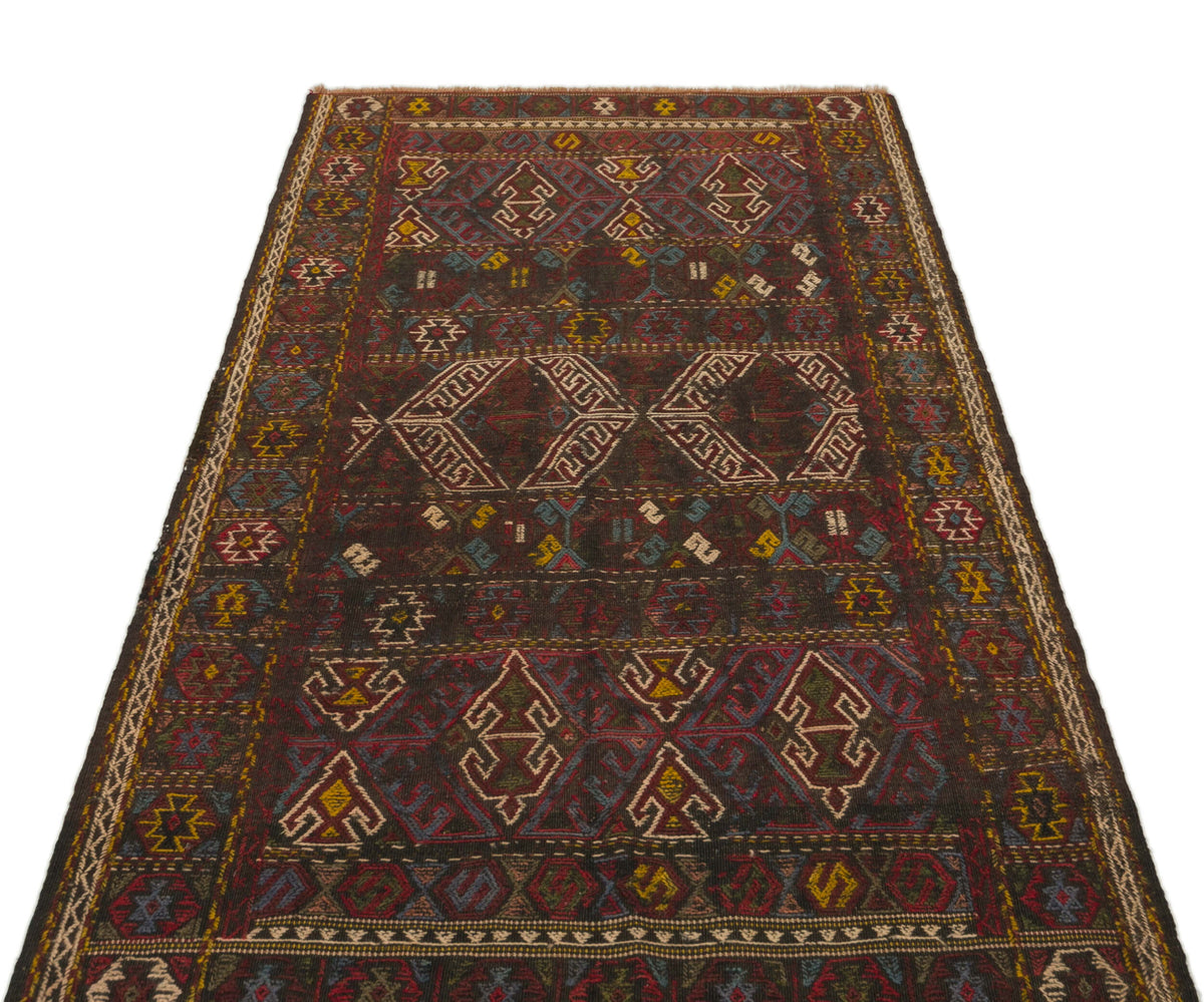 Geometric Over Dyed Kilim Rug 3&#39;4&#39;&#39; x 5&#39;3&#39;&#39; ft 101 x 160 cm
