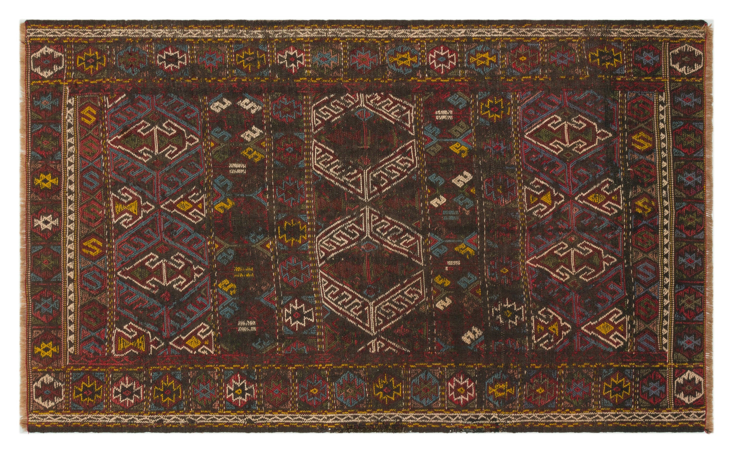 Geometric Over Dyed Kilim Rug 3'4'' x 5'3'' ft 101 x 160 cm