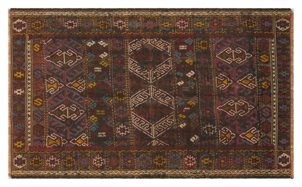 Geometric Over Dyed Kilim Rug 3&#39;4&#39;&#39; x 5&#39;3&#39;&#39; ft 101 x 160 cm