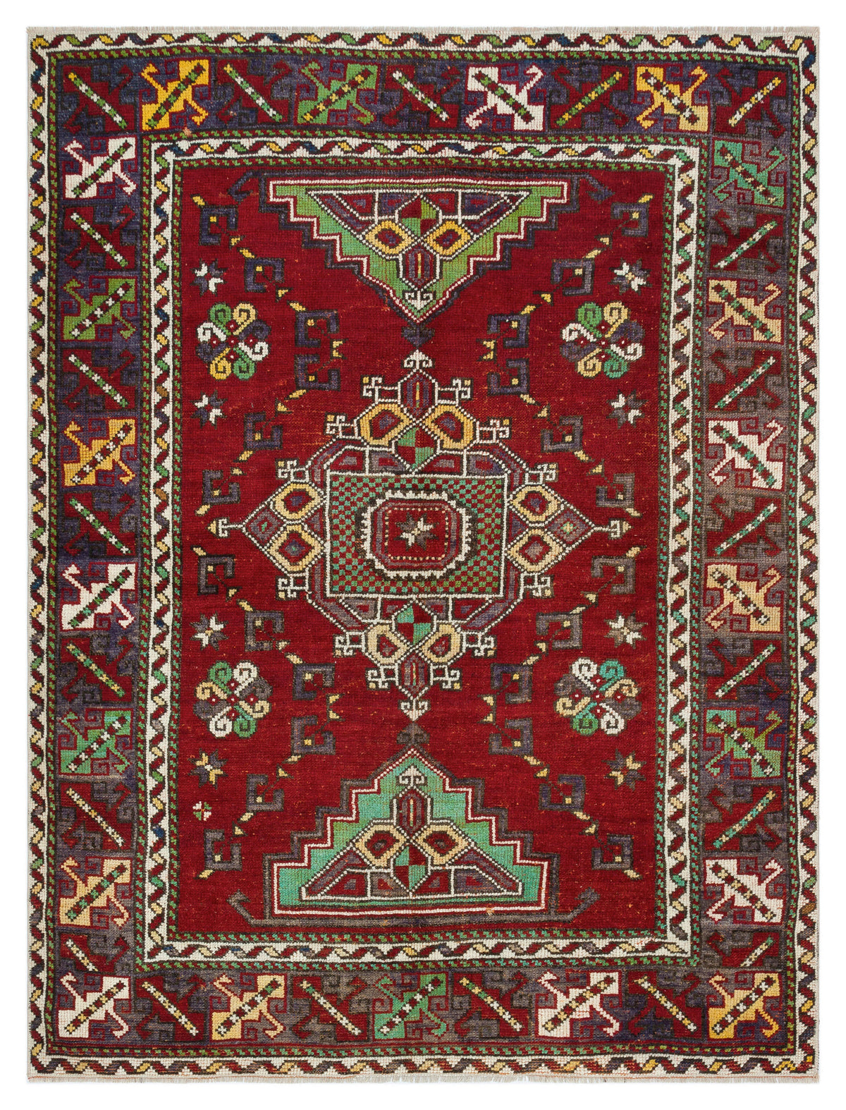 Natural Anatolium Turkish Vintage Rug 4&#39;5&#39;&#39; x 5&#39;10&#39;&#39; ft 135 x 177 cm